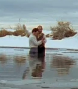 A depiction of Wilford Woodruff's baptism in the video "The Great Apostasy."