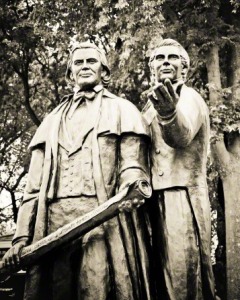 Joseph Smith and Brigham Young statue in Nauvoo, IL.